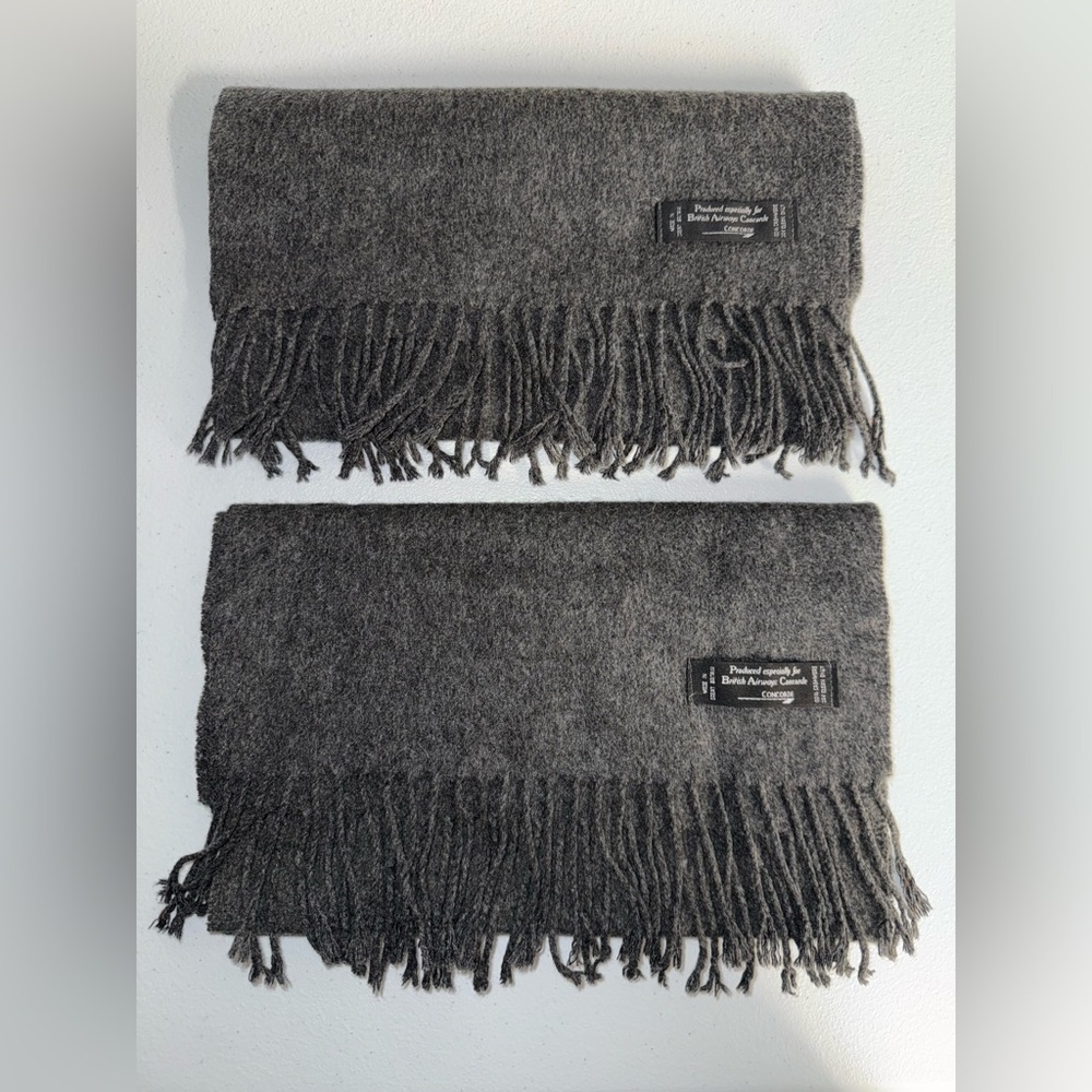 Vintage BRITISH AIRWAYS CONCORDE SCARVES CASHMERE GREY
